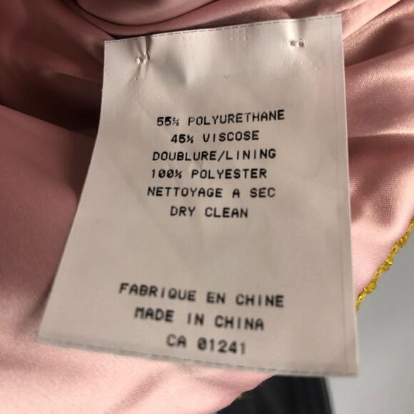 SISTER JANE‎ NWT Black Faux Leather Yellow Trim Bomber Jacket Sz S - Picture 6 of 6